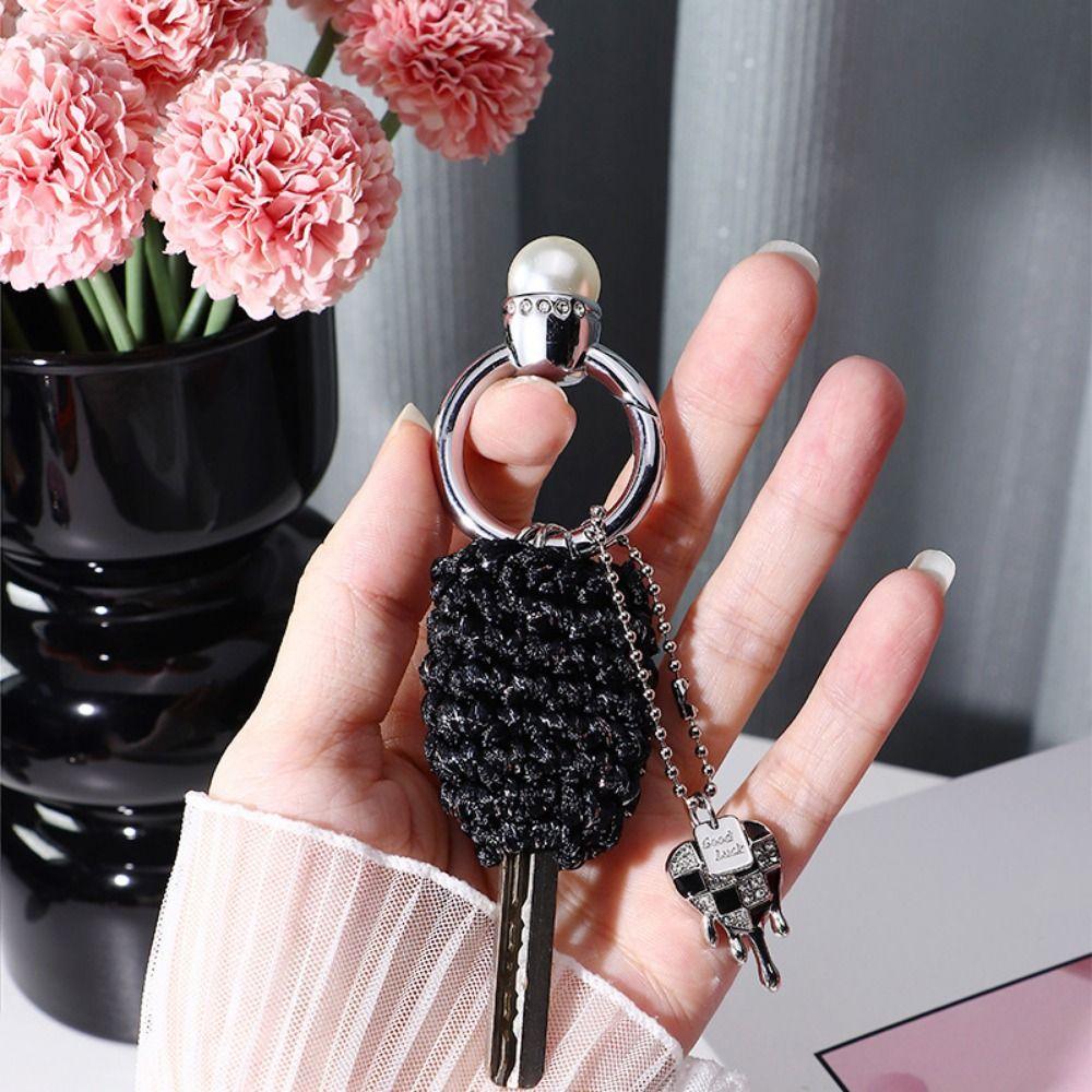 Zinc Zinc Zinc Alloy Metal Key Clip Anti-loss Fashion Ring Key Chain Pearl Ring Car Key Ring  Small Gifts