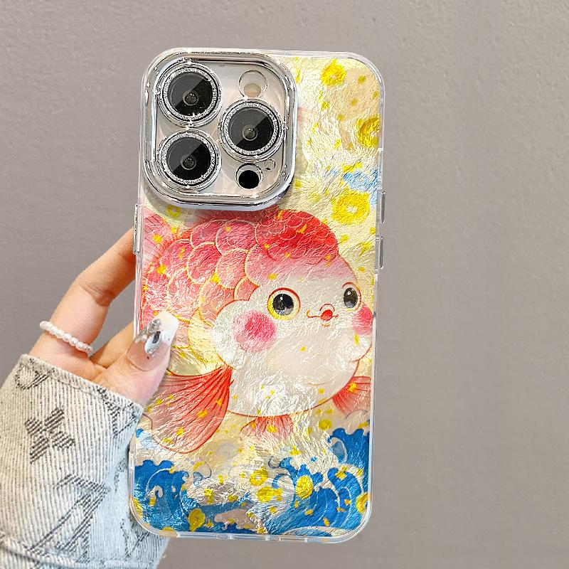 The National Trend Lucky Fish Is Suitable for Apple 16pro Phone Cases, Huawei P70 Fully Wrapped Anti-drop 15 with A High-end Feel 14, and Xiaomi 13