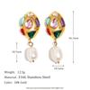 MamacitaSlay Creative Stainless Steel Multicolor Zircon Pearl Earrings Party Waterproof Jewelry Women's Charm Statement Earrings