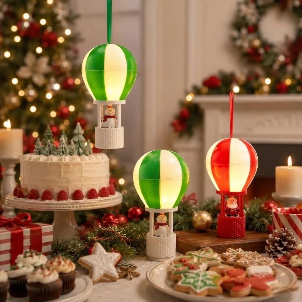 Luminous Hot Air Balloon Ornament Snowman LED Night Light Christmas Hanging Decoration Home