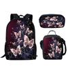 Classico Popolare Divertente farfalla Stampa 3D 3pz/Set alunno Zaini Scolastici Zaino Daypack per Laptop Zaino a Tracolla Borsa Pranzo Astuccio