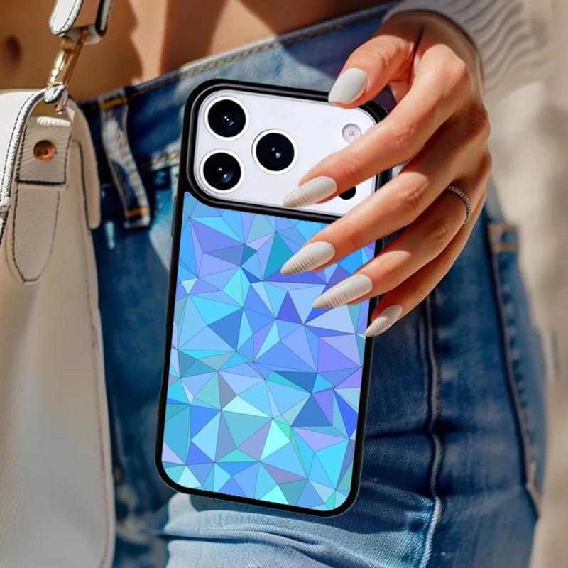 Geometric Abstract Crystal Phone Case For iPhone 17 Air 14 15 13 12 Max Cover For Apple 14 15 16 16e 11 Pro Max Plus Coque