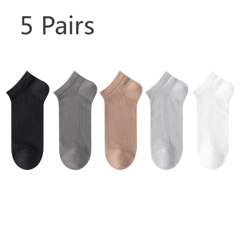 

5 пар мужских летних ультратонких сетчатых носков с кондиционером 7a, антибактериальных, дышащих, без косточек, простых, однотонных 5 Pairs