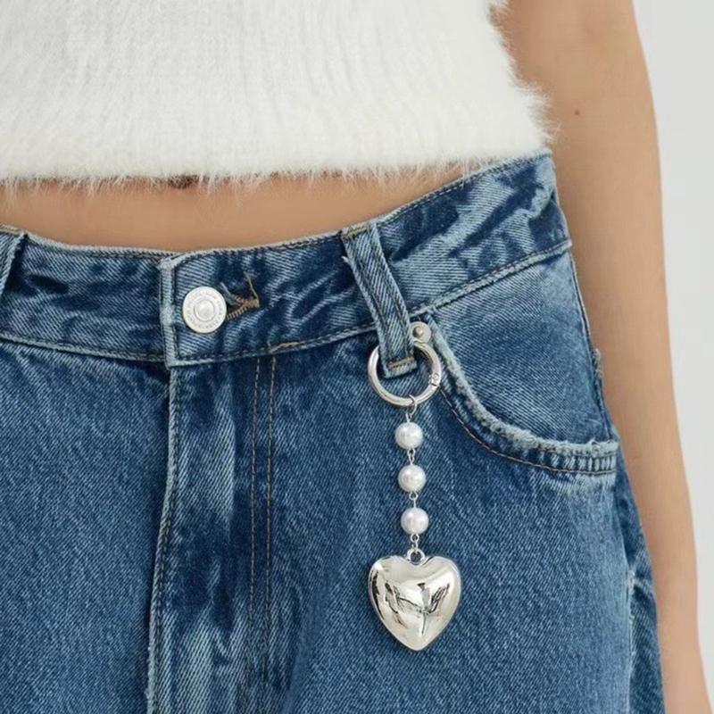 Fashionable Heart Pendant Stylish Bowknont Keychain Bag Charm Earphone Accessory Elegant Pearl Bowknot Heart Charm