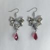 Gothic Punk Sliver Color Vampire Bat Red Water Drop Crystal Dangle Earrings for Women Hallowmas Party Jewelry Accessories Gifts