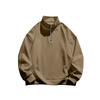 Mens Fleece Lined Stand Collar Half Zip Long Sleeve Loose Casual Sweatshirt Top