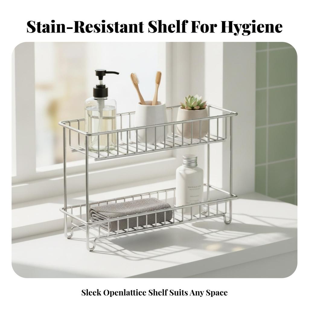 Countertop Storage Rack Easy to Clean Vanity Organizer Shelf Open for Dorm Rooms