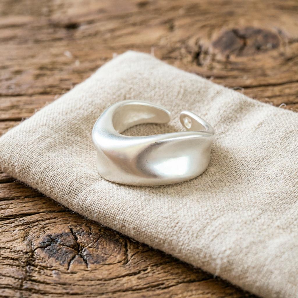 Geometrischer Hochglanz-Überkreuz-Offener Ring, S925 Silberplattiert - Damen Stapelbarer Zeigefingerschmuck