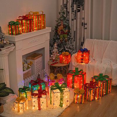 Christmas Lights Christmas Gift Box Three-piece Christmas Product Party Decoration Props