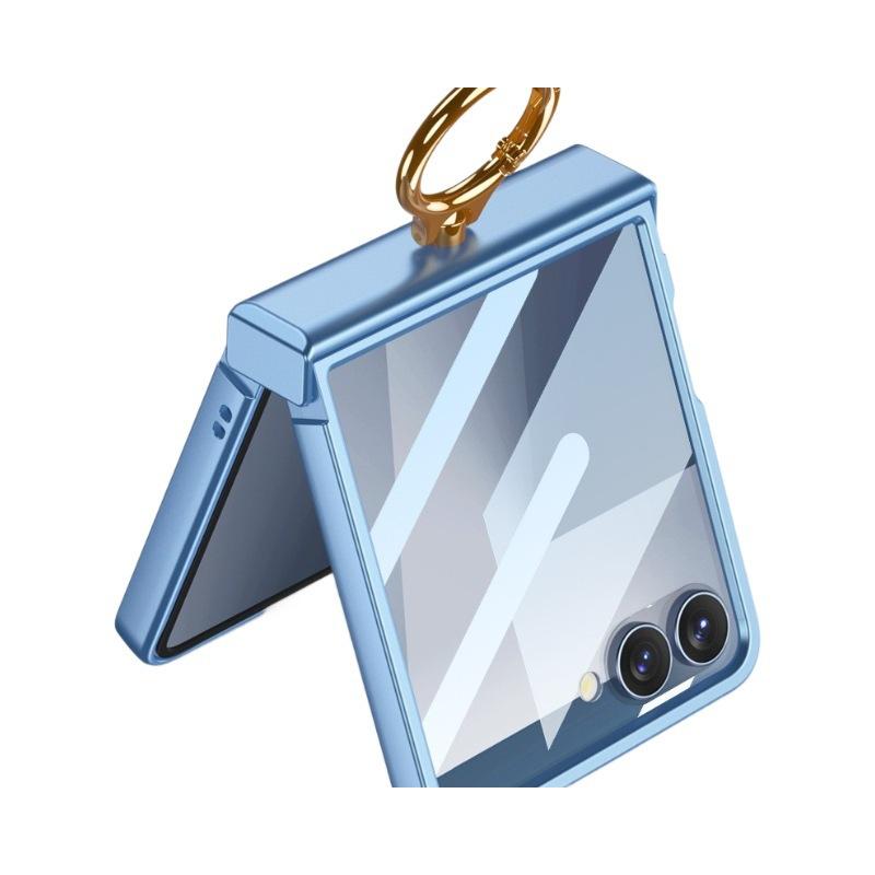Applicable To Samsung Z Flip1 Mobile Phone Case Ultra-thin Ring Center Axis Hinge Ring Case Film Integrated Flip1  Case