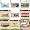 Vintage City German Portuguese Year Landscape Metal License Plate Sign Retro 2D Flat Printed Tin Plaque Wall Decor for Home Ba