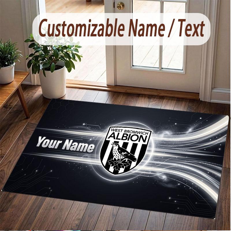 Custom Rug West Bromwich Albion Pattern Print Name Text Soft Non‑Slip Floor Carpet for Home Indoor Decoration