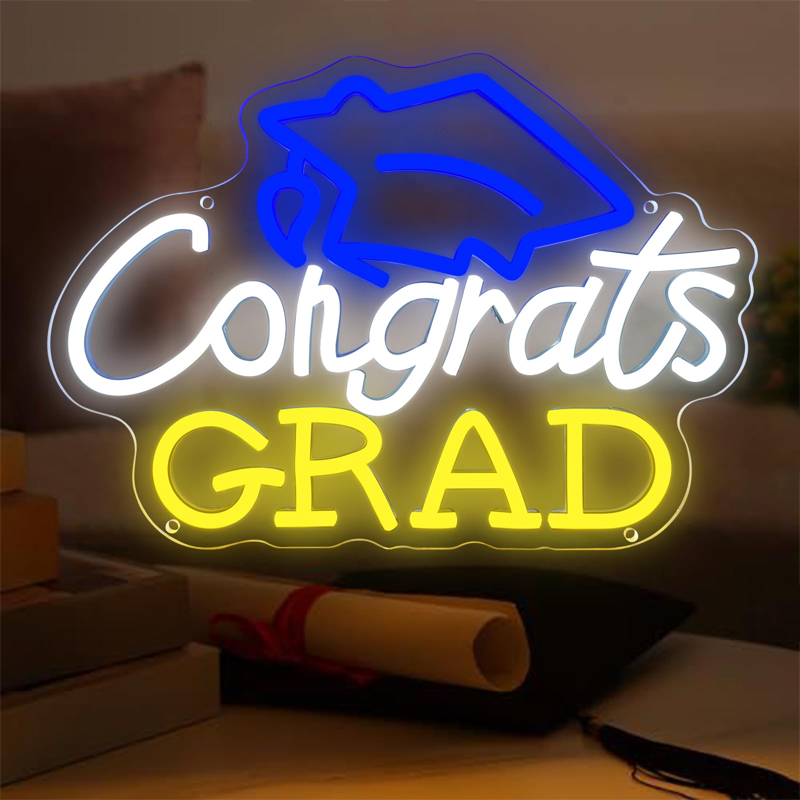

Congrats Grad Neon Sign 2026 LED Graduation Party Light Wall Decor Room Dorm Backdrop Celebration Gift