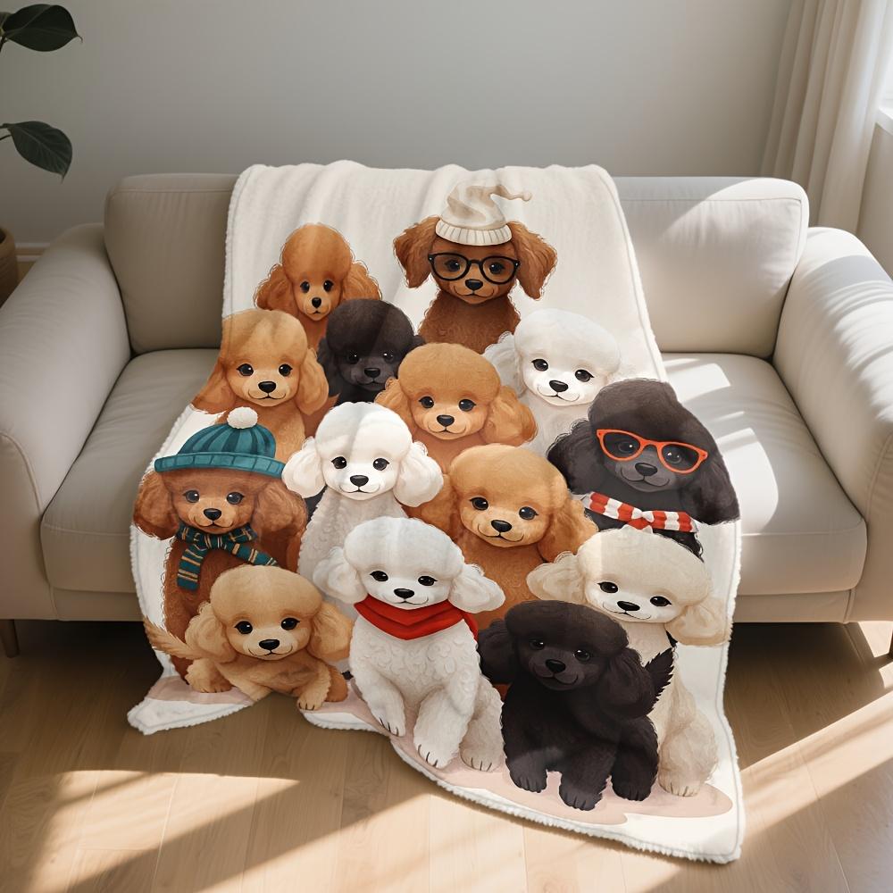 Fluffy Dog Friends Blanket Throw Cozy Pet Dog Picture Cute Nursery Toddler Baby Gift Idea Warm Xmas Decor Housewarming Gift