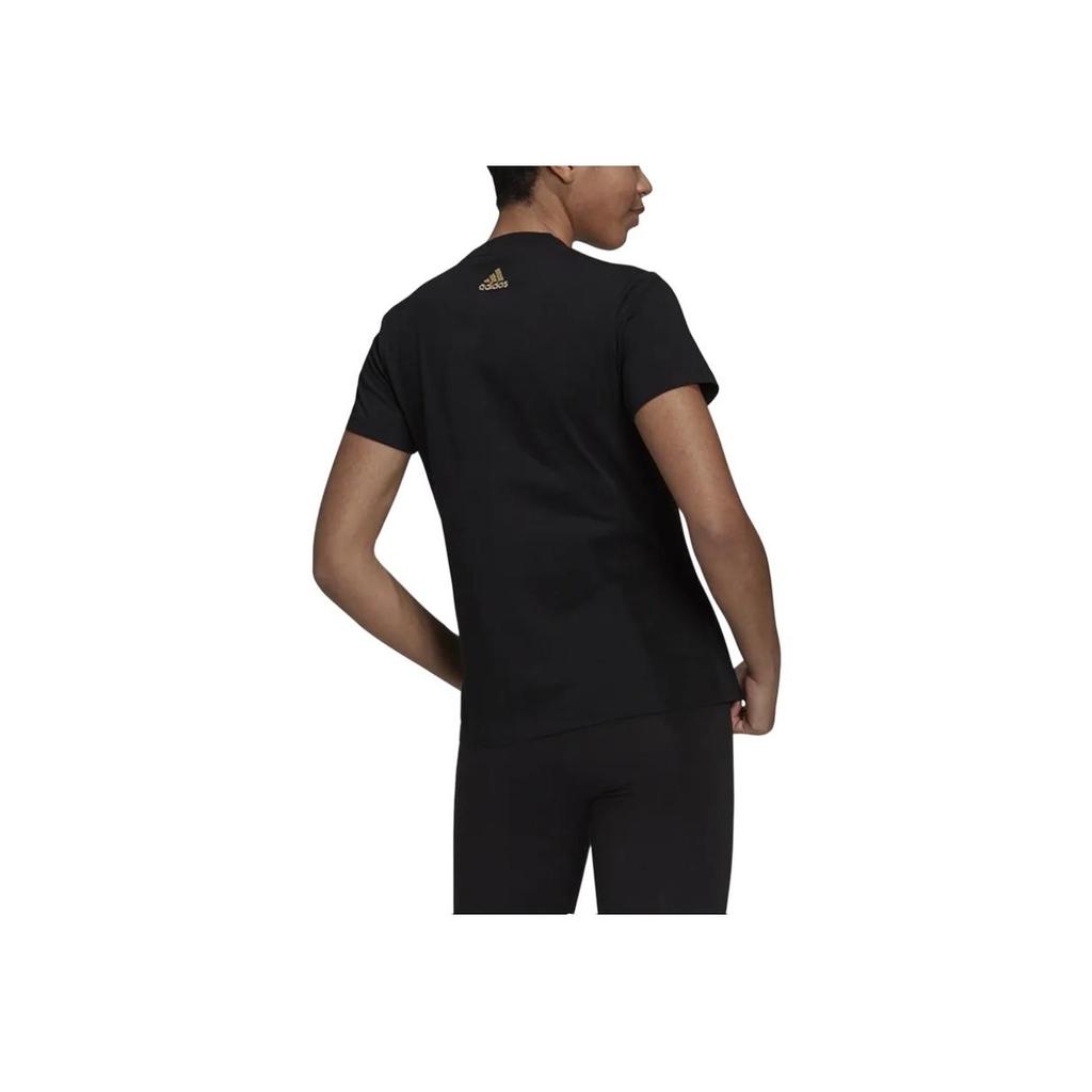 Adidas Breathable Casual Printed Logo Sports Short Sleeve T-Shirt Women Tops Black HB7127