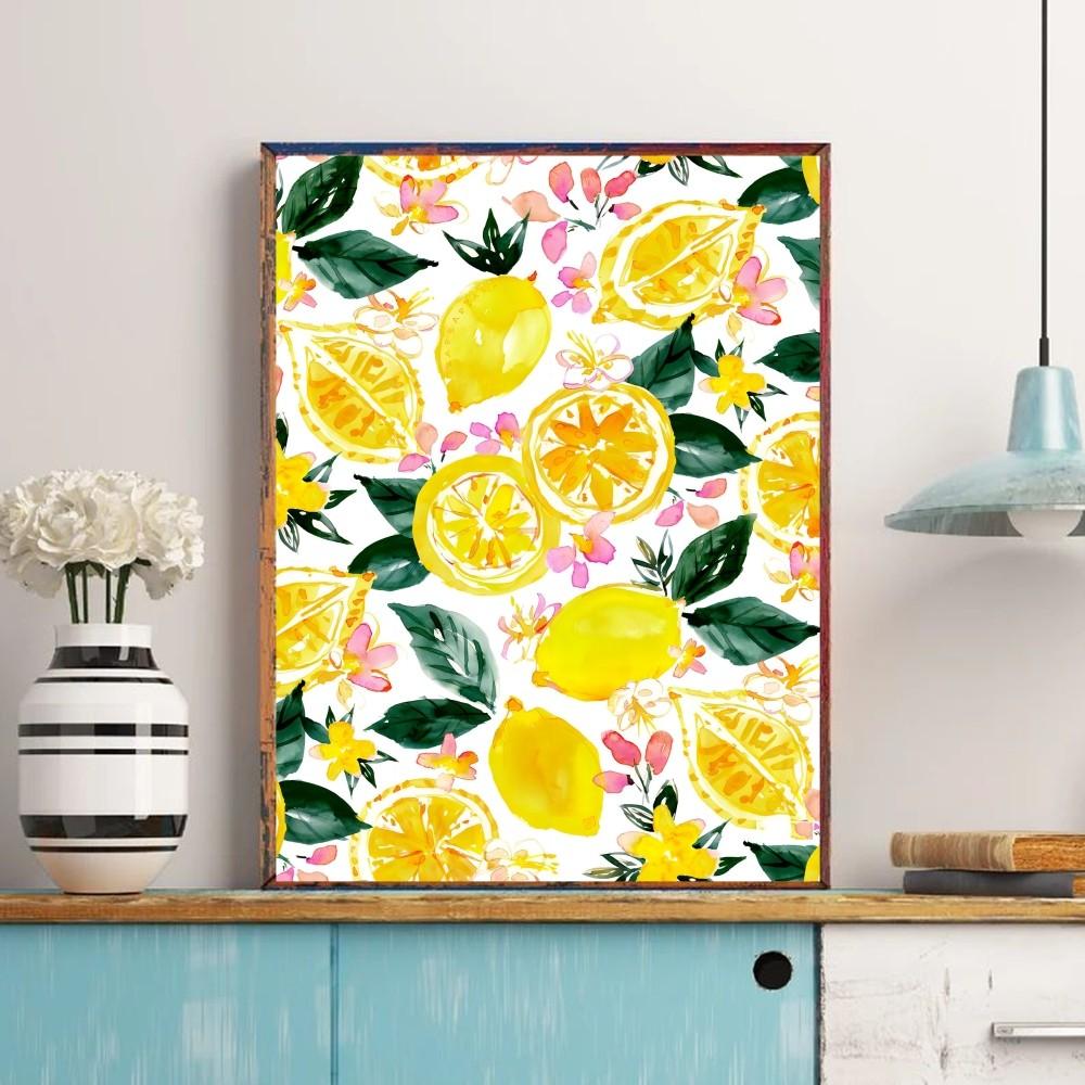 Fruit lemon Vintage Posters Sticky Whitepaper Prints Posters Artwork Posters Wall Stickers