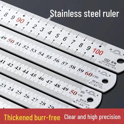 Stainless Steel Ruler - Available In 15/20/30/50cm and 1 Meter, Thickened Plate Straight Scale Ruler