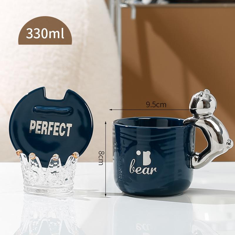 Cană ceramică drăguță cu capac, cană pentru fete, capacitate mare, cană de apă, set cadou, cană suvenir, cadou pentru copii