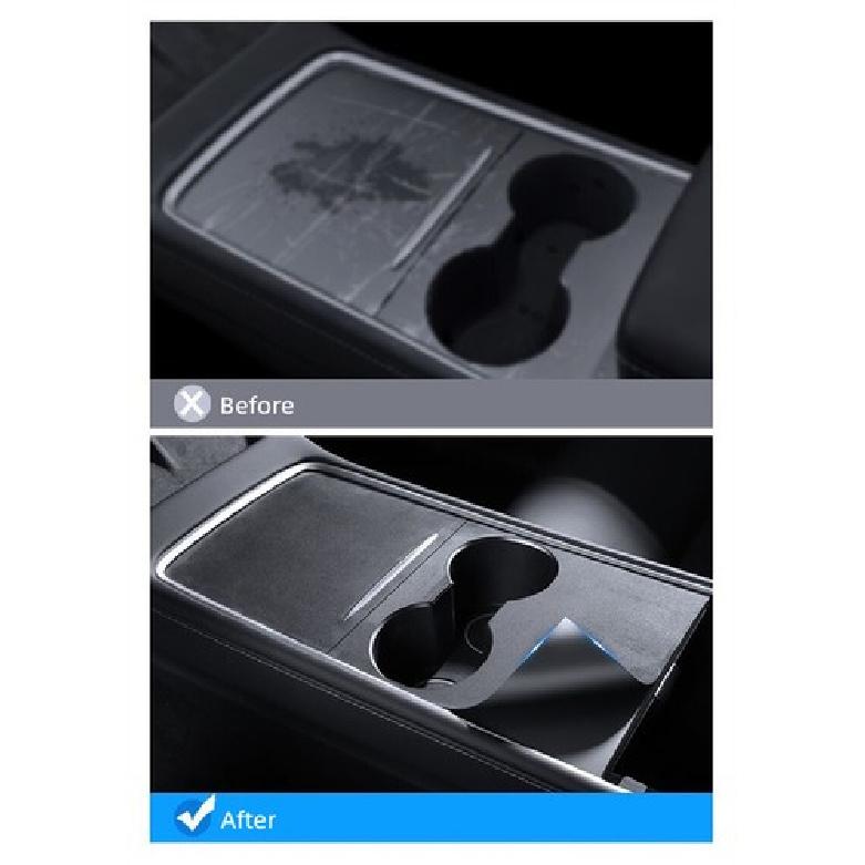 2pcs Suede Cloth Car Center Console Cup Holder Cover For Tesla Model 3 17-22