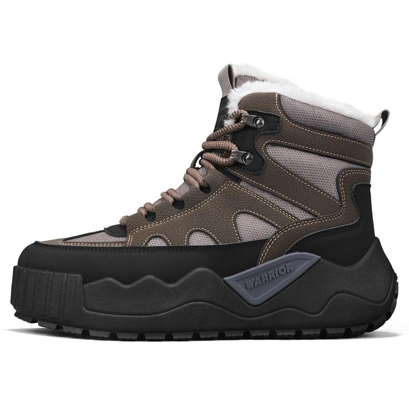 Warrior Warm Durable Height-Increasing Non-Slip Supportive Balance Cotton Fashion Versatile Trendy Casual Classic Retro Snow Boots WXY-M365N02M