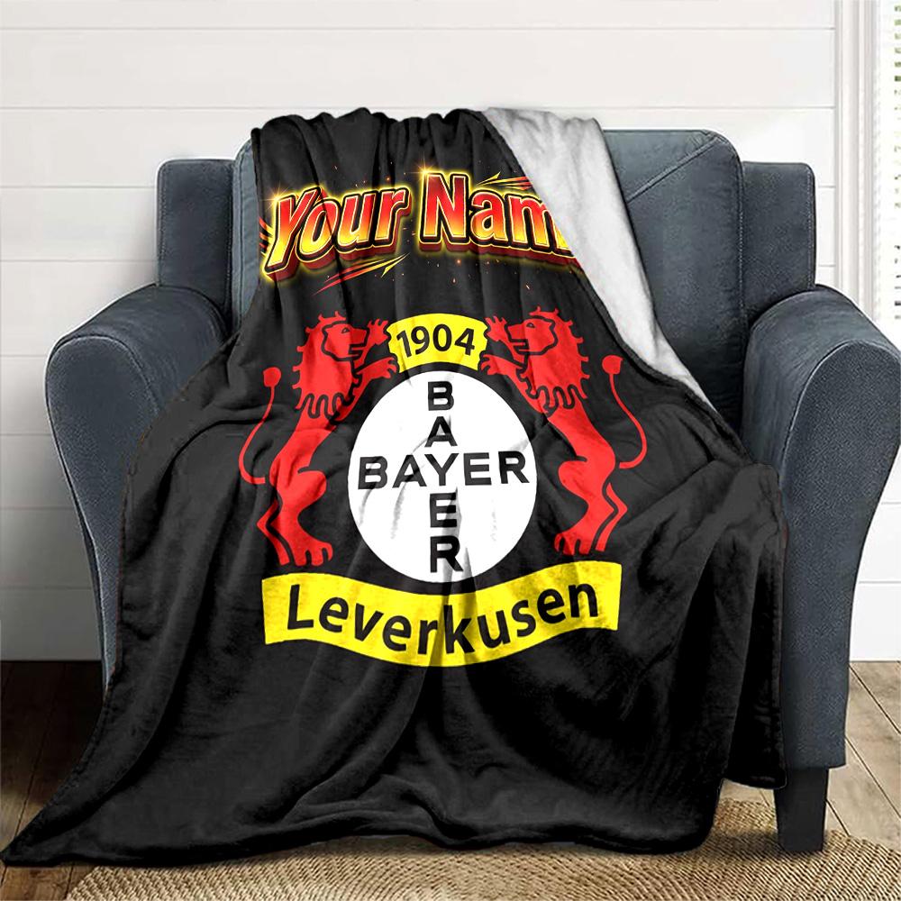 1pc Personalized Name Bayer Leverkusen Blanket, Gift, for Men and Women, Soft Blanket, Good for Sofa Bed Couch Travel, Lightweight Flannel Blanket