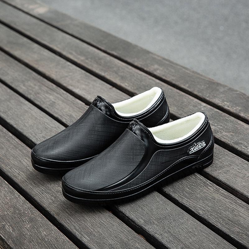 Fashion low-top waterproof shoes rain shoes women's warm thickened rubber shoes non-slip water shoes women's work rain boots autumn and winter