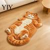 Easy to Clean Bedroom Rug Cozy Cat Shaped Floor Rug, Plush Cartoon Area Mat, Soft Whimsical Pet Themed Cover Crystal Velvet Decorative for Bedside And