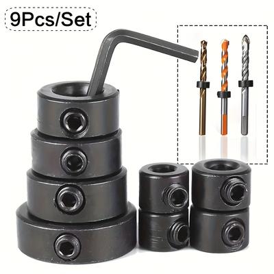 9pcs Woodworking Drill Positioner Set 3mm-16mm Adjustable Drill Depth Stop Sleeve with Hexagonal Wrench Ideal