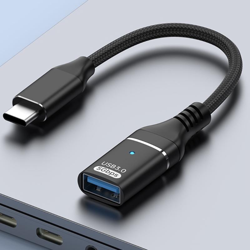 Fast Speed USB Type C OTG Adapter With Nylon Braided Cord Supports 10Gbps Transmission 5V3A Fast Charging