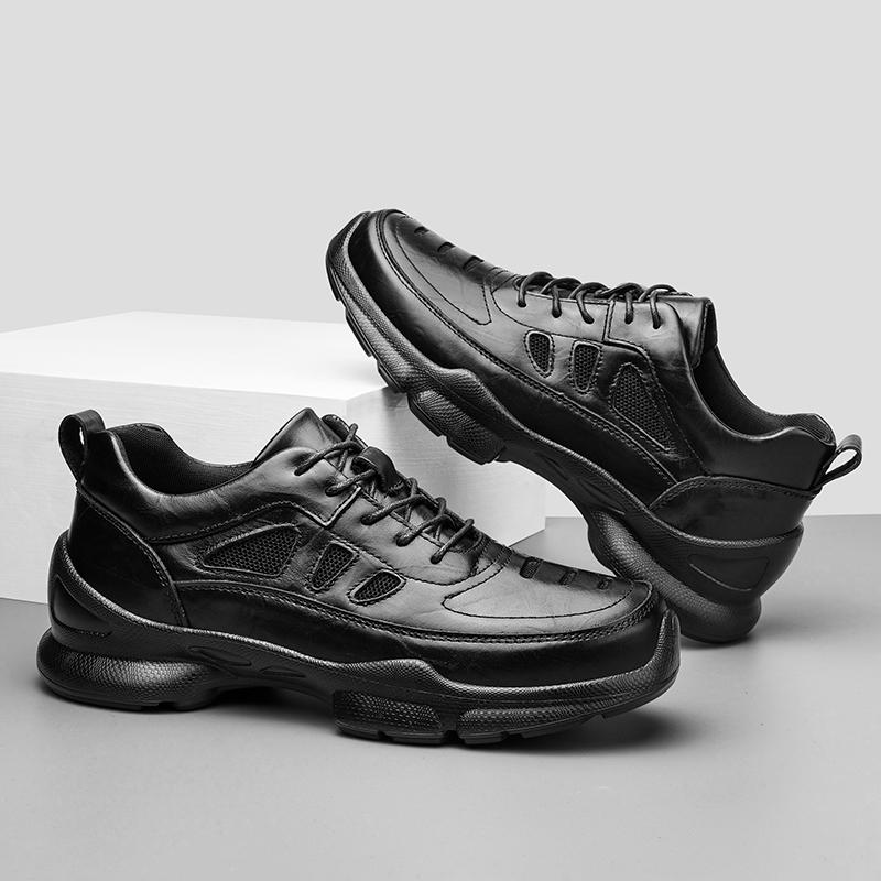 Fashion Designer Men's Genuine Leather Oxford Casual Shoes Outdoor Lightweight Hollow Out Shoes Men's Thick Soled Sneakers Mo-53