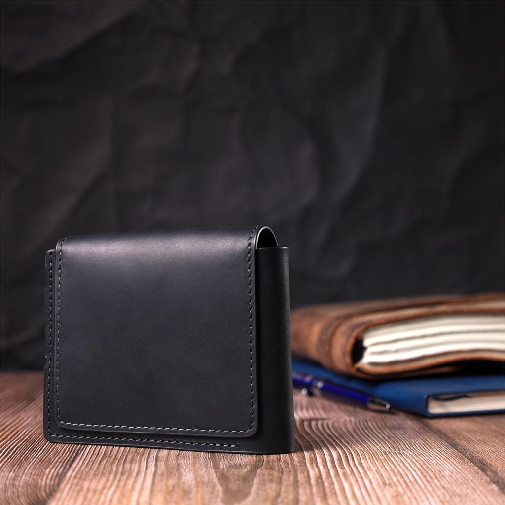 Stylish Wallet with a Coin Holder Inside Made of Genuine Leather GRANDE PELLE Wallet 16802 Black