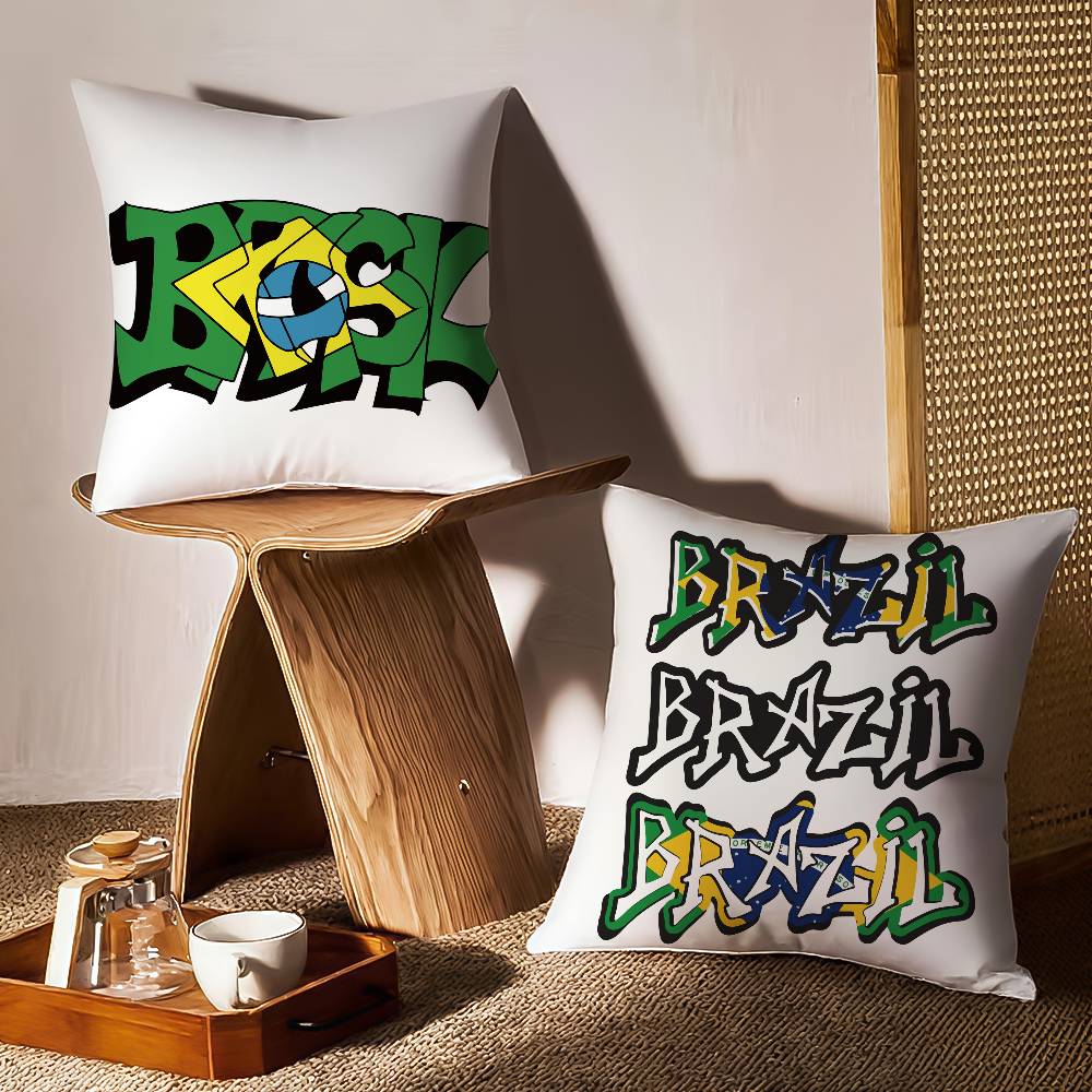 Flag of Brazil Cool Pillow Case Sofa and Living Room Decorative Cushion Covers Dust-proof and Mite-proof Invisible Zipper
