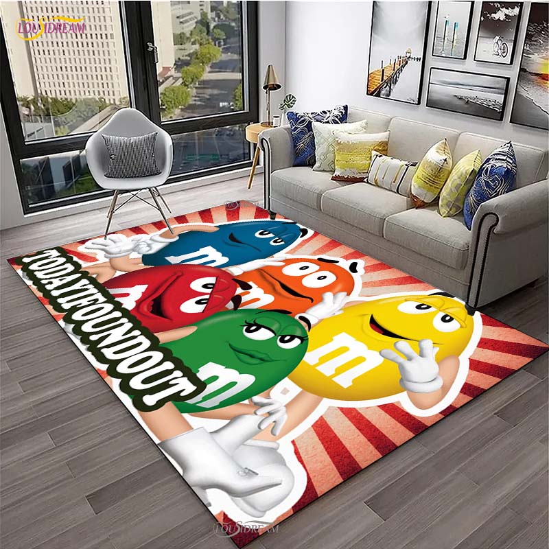 M&M Sweet Cartoon Kawaii Cute Carpet for Living Room Bedroom decor Yoga Area Rug Kitchen Unslip Floor Mat Alfombra Birthday gift