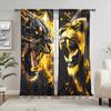 2pcs Domineering Golden Tiger Leopard Animal-themed Curtains   Semi-black-up Curtains   Suitable for Decorating Various Room Types