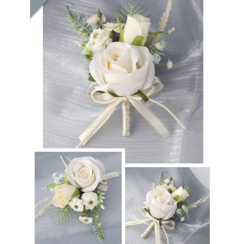 Wedding Boutonnieres Flower Decoration Corsage Flower Artificial Floral Wedding Props Elegant Flower Decors