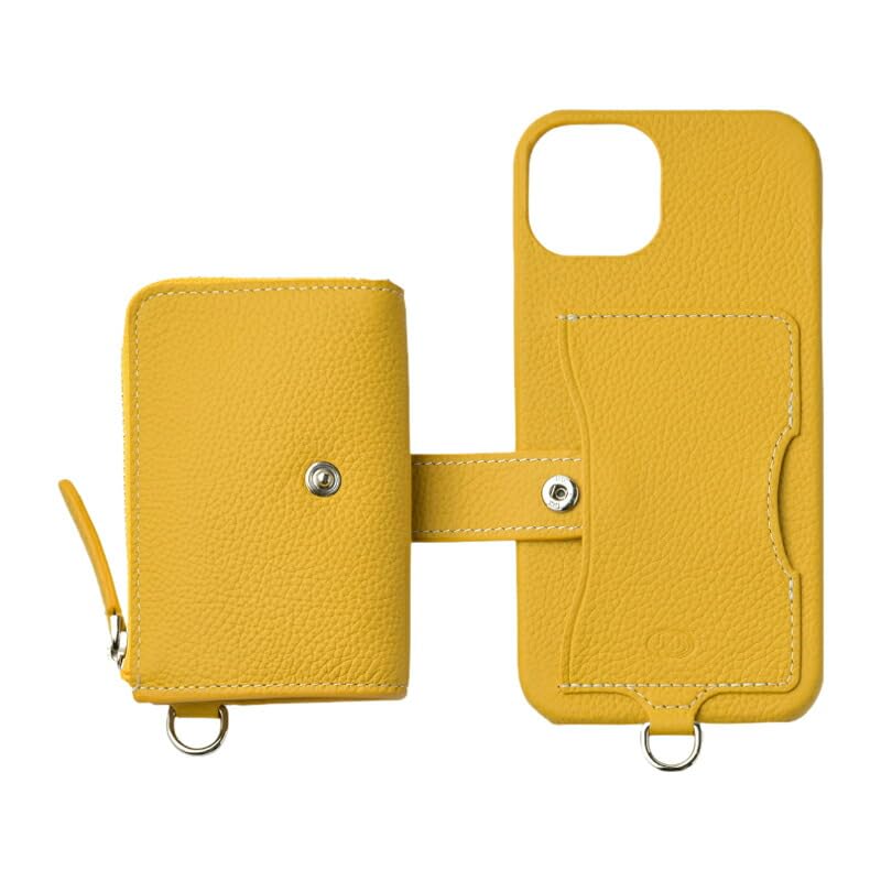 DEMIU ROND Geldbörse, Kartenetui, Münzbörse, Kartenaufbewahrung, Münzfach, D-Ring, Safran