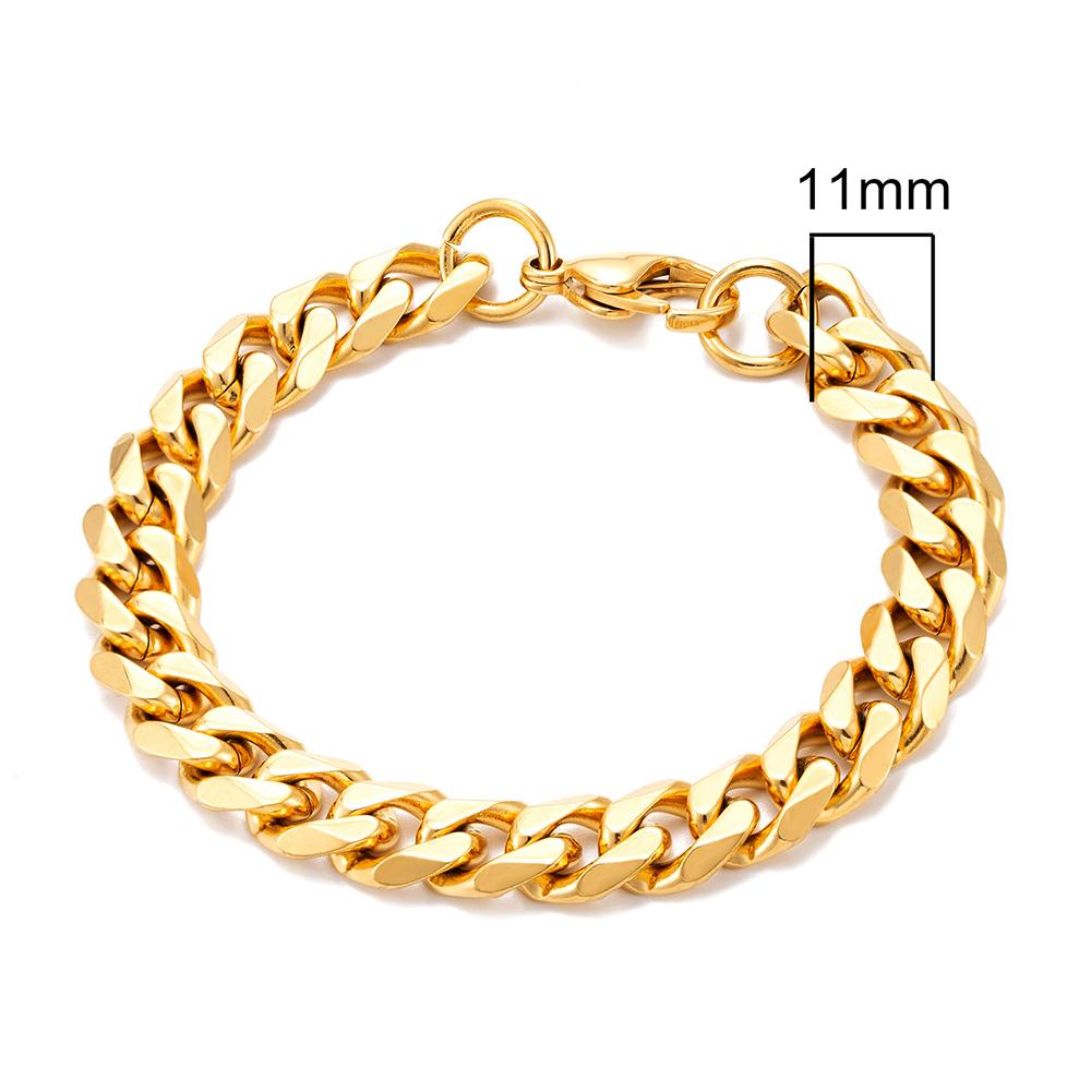 Mens Simple 3-11mm Stainless Steel Gold Plated Dainty Curb Cuban Link Chain Bracelets for Women Stacking Jewelry