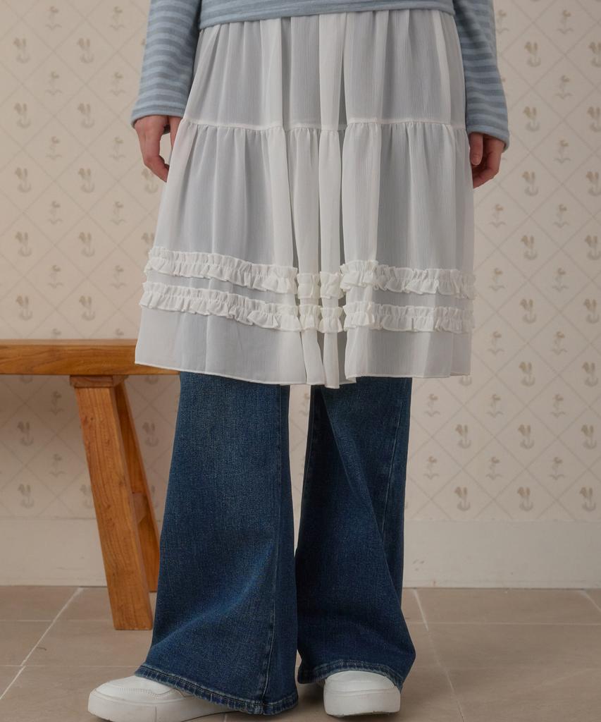 Pink Pineapple Misty Layered Frill Skirt_White