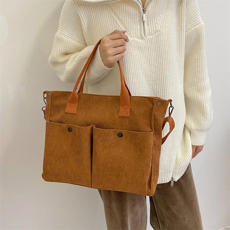 Neue Cord-Umhängetasche im Retro-Stil für Damen, schlicht, lässig, Messenger, Studenten, Unterricht, Pendeln, Trend