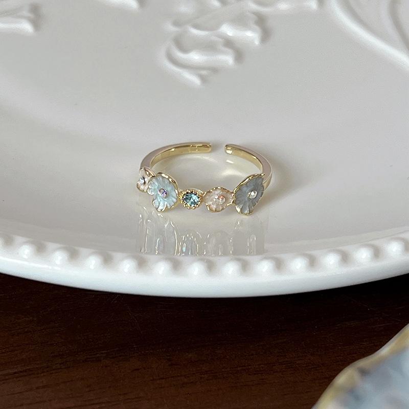 PANJBJ 925 Silver Stars Ring For Women Blue Crystal Opening Sweet Romance Irregular Versatile Jewelry Gift