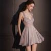 [Romanticism] Super Fairy Gentle Purple Strap Nightdress with Chest Pad Sexy French Style Pajamas Satin Ice Silk Summer