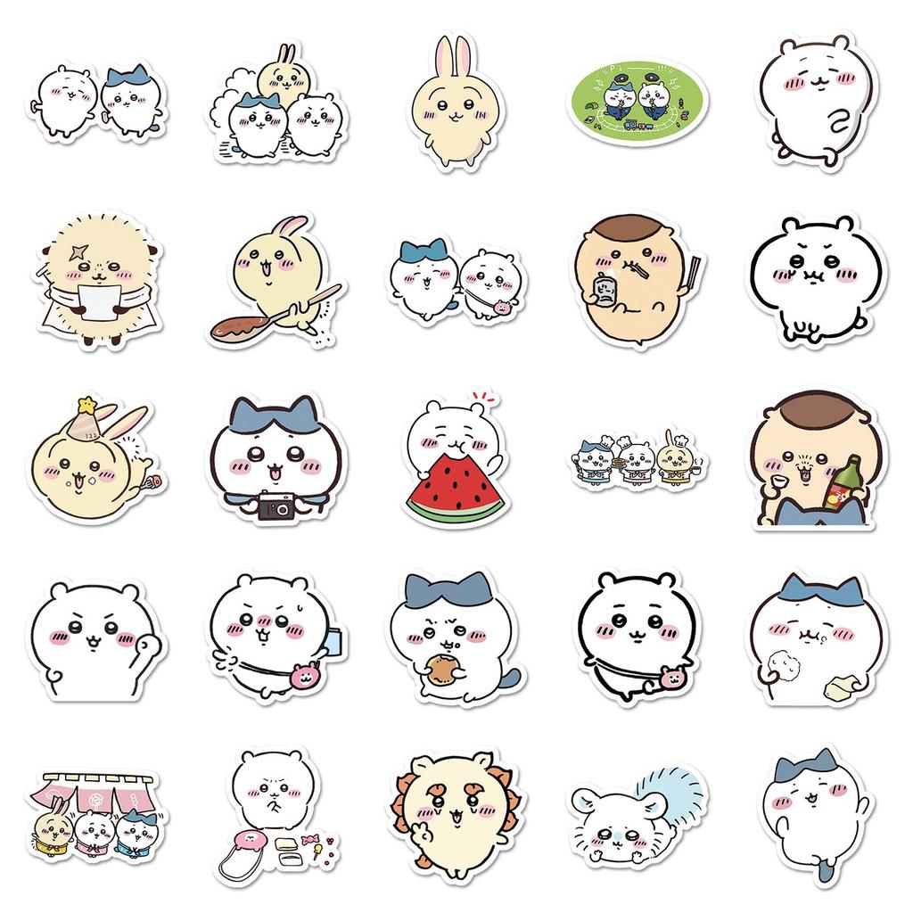 50 Chiikawa Stickers: Cute Anime Graffiti, Waterproof Small Mochi Decals