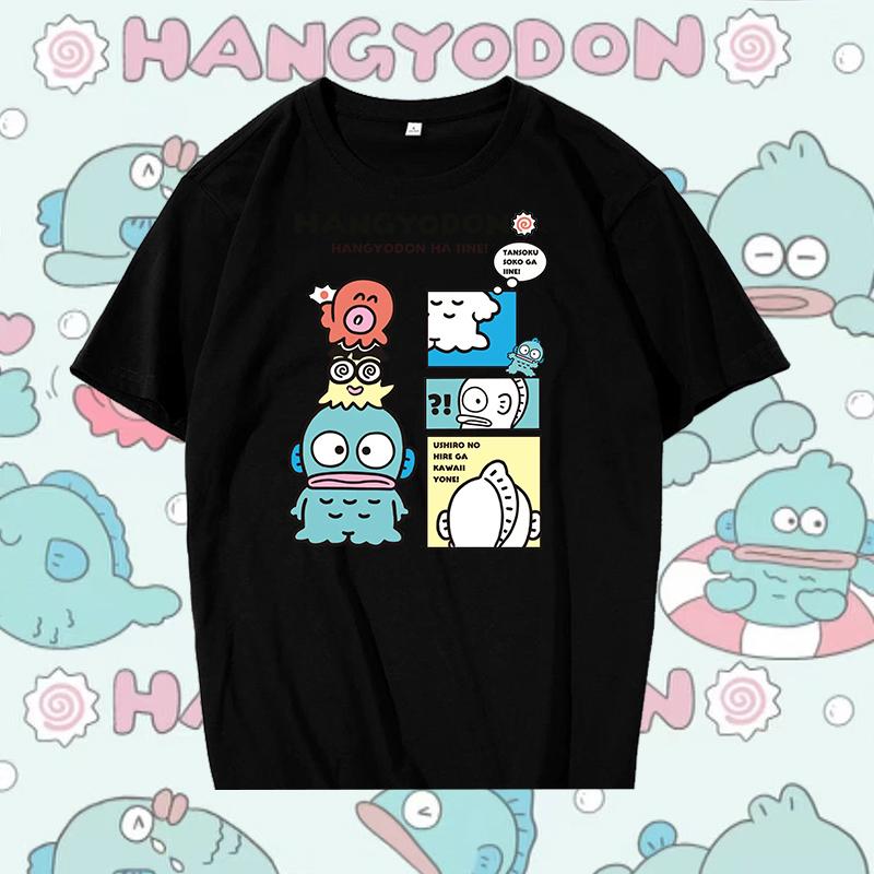 Cute Hangyodon Printed Shortsleeved Tshirt Summer Casual Loose Cotton Tops Womens Cartoon Clothes Tshirt Comfortable
