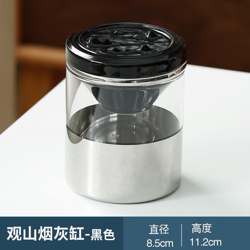Funnel Covered Smokeless Odorless Windproof Creative Glass Ashtrays for Home Tabletop Office Outside Patio Outdoor Balcony