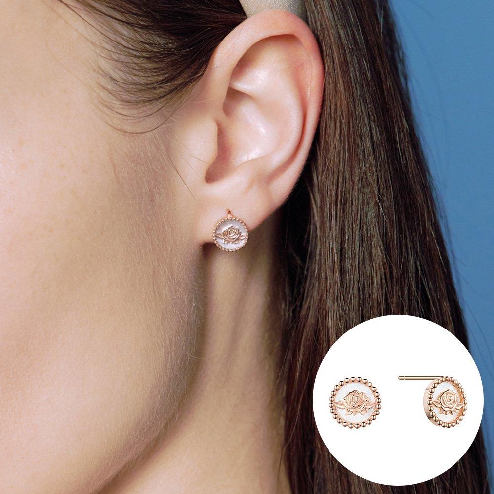 [Rosemont] Silver Mother-of-Pearl Earrings La Vie en Rose Rc24B19K