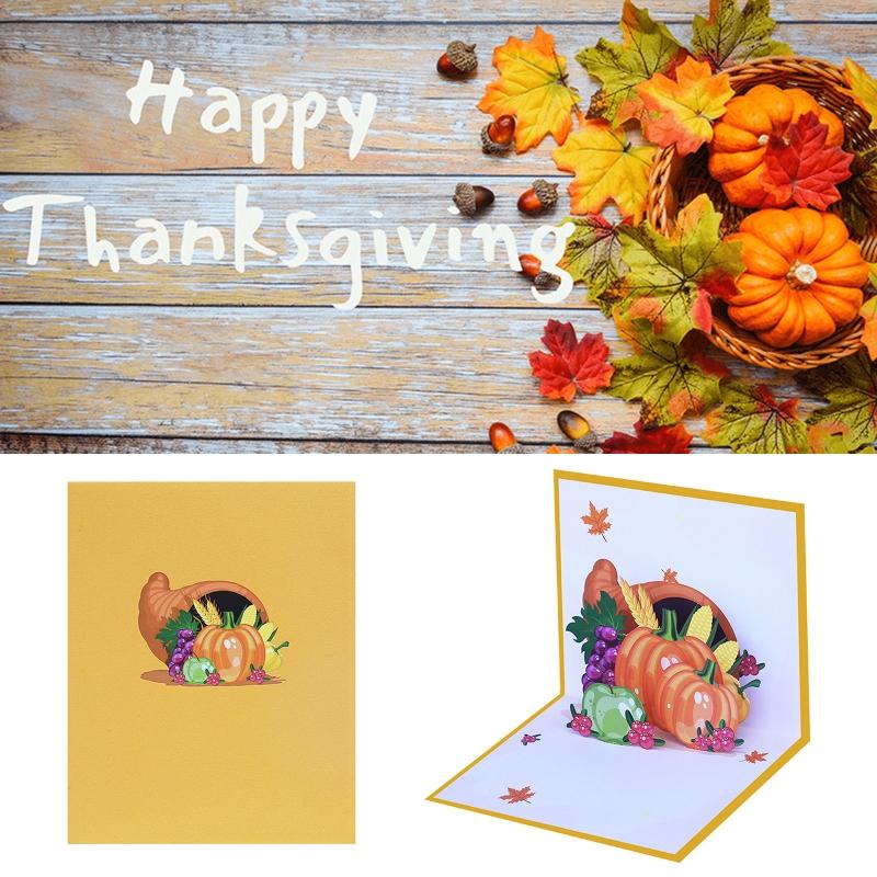 3D for Pop Up Thanksgiving Pumpkin Greeting Card Surprise Mysterious for Autumn Children Festival Holiday Gift