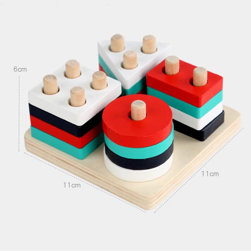 Baby Montessori Puzzle For Children 1 To 3 Years Wooden Toys Building Blocks Learning Educational Toys Color Shape Match Puzzle