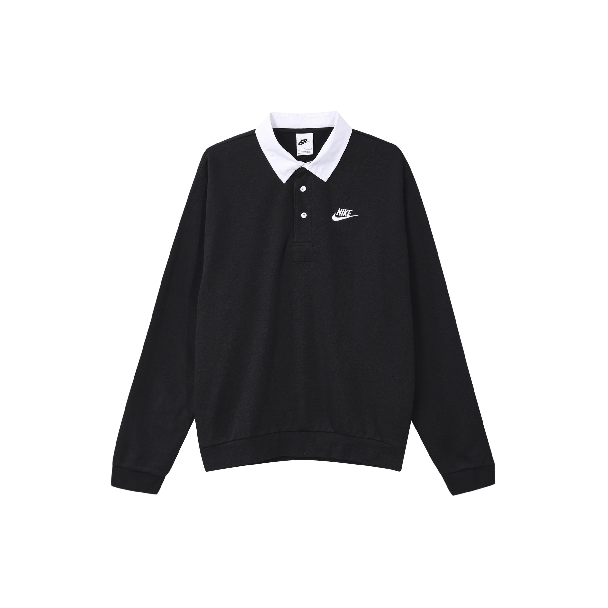 Nike Club Fleece Plush Long Sleeve Lapel Shirt Black Men s DX0538-010 M