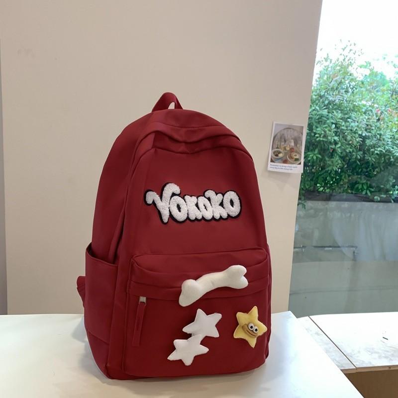 Stylish Waterproof Polyester Backpack Unisex Large Capacity Chic Travel Bag красный