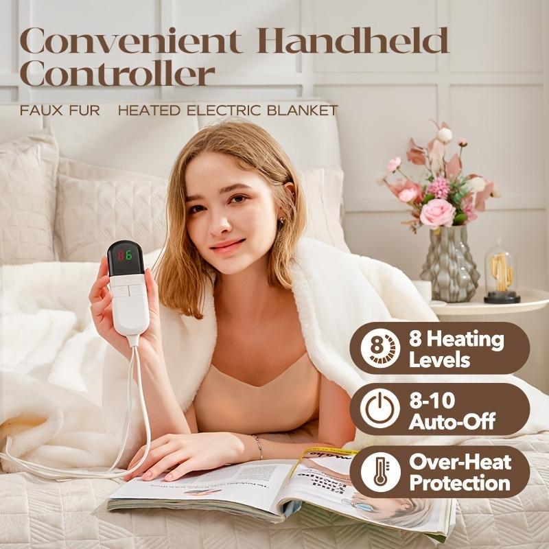 White Large Size Heating Blankets Plush Double Bed Sheets 8th Gear Constant Temperature Electric Blanket for Intelligence Timed Warmth and Thin Quilt